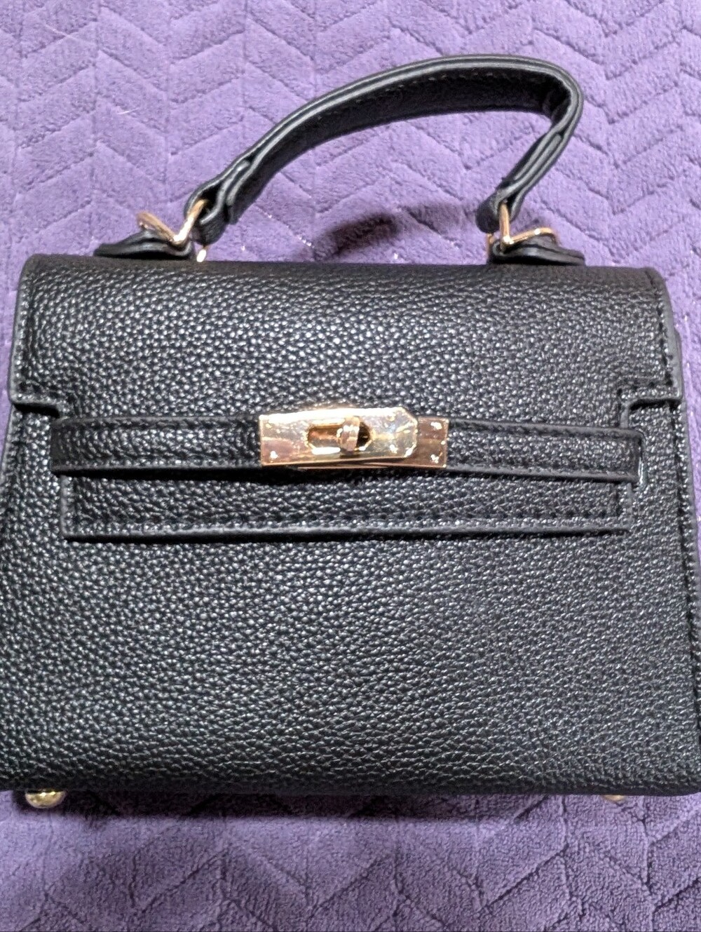 Black Top-Handle Women’s Handbag with Gold Hardware